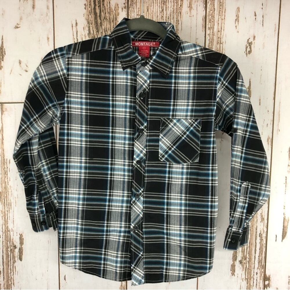 Montage Boys Plaid Shirt, Size 7. In excellent condition!